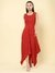 Red Fashion Flair Midi Dress