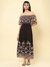 Black Rosette Border Print Off-The-Shoulder Dress