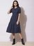 Navy Fashion Flair Midi Dress