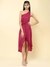 Wine Sophia Satin Off-The-Shoulder Dress
