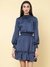 Navy Blue Sophia Satin Skater Dress