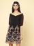 Black Rosette Border Print Dress