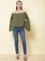 Olive Fashion Flair Peasant Top
