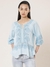 Powder Blue Florero Peasant Top