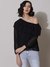 Black Fashion Flair Cold-Shoulder Top