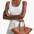 Isa Small Leather Fan Tote Bag