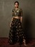 Black & Beige Water Lily Floral Ensemble