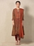 Brown & Burgundy Brocade Jamawar Embroidered Suit