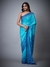Turquoise Phulkari Saree With Unstitched Blouse