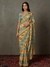 Light Teal Dahlia Saree With Unstitched Blouse