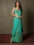 Aqua Green Jardin Saree With Stitched Blouse