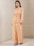 Orange Applique Flora Crepe Suit Set