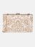White Paisley Leather Clutch