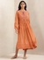 Rust & Beige Salya Crepe Kaftan Dress