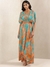 Teal Gulmarg Crepe Kaftan Dress