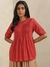 Red Quint Yarn-Dyed Cotton Kurti