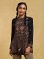 Black & Beige Kalam Jamawar Crepe Kurti