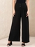 Black Solid Wide-Leg Pants