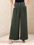 Green Solid Wide-Leg Pants