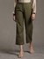 Olive Solid Straight-Leg Pants