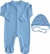 Blue Sleeper/Full Romper with feet+Cap Set (100% Cotton)
