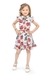 Be:Kids Floral Print Pleated Dress with Belt for Girls - Red and Blue on White