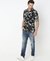 OPEN COLLAR PRINT LINEN S/S SHIRT