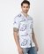 OPEN COLLAR PRINT LINEN S/S SHIRT