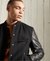 BLACKOUT LEATHER MIX BOMBER JACKET