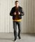 BLACKOUT LEATHER MIX BOMBER JACKET