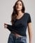 SLUB EMBROIDERED V-NECK T-SHIRT