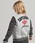 COLLEGE SCRIPTED JERSEY BOMBER JACKET