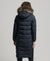 FAUX FUR HOODED LONGLINE PUFFER COAT