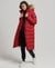 FAUX FUR HOODED LONGLINE PUFFER COAT