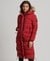 FAUX FUR HOODED LONGLINE PUFFER COAT