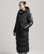 HOODED LONGLINE GRAPHIC PUFFER COAT