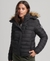 FAUX FUR SHORT HOODED PUFFER JACKET
