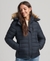 FAUX FUR SHORT HOODED PUFFER JACKET