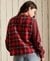 LONG SLEEVE WOVEN CHECKED TOP