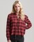 RUFFLE TRIM LONG SLEEVE CHECK SHIRT