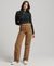 RIBBED LONG SLEEVE EMBROIDERED FITTED TOP