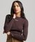 RIBBED LONG SLEEVE EMBROIDERED FITTED TOP