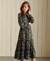 WOVEN LONG SLEEVE MIDI DRESS