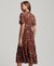 PRINTED SHORT SLEEVE TIERED MIDI DRESS