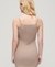 EMBROIDERED RIBBED STRAPPY DRESS