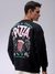 Men Black Relaxed Fit Placement Print Overhead-Crewneck Sweatshirts