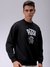 Men Black Relaxed Fit Placement Print Overhead-Crewneck Sweatshirts