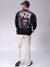 Men Black Relaxed Fit Placement Print Overhead-Crewneck Sweatshirts