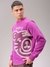 Men Purple Regular Fit Placement Print Overhead Crewneck Sweatshirt