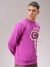 Men Purple Regular Fit Placement Print Overhead Crewneck Sweatshirt